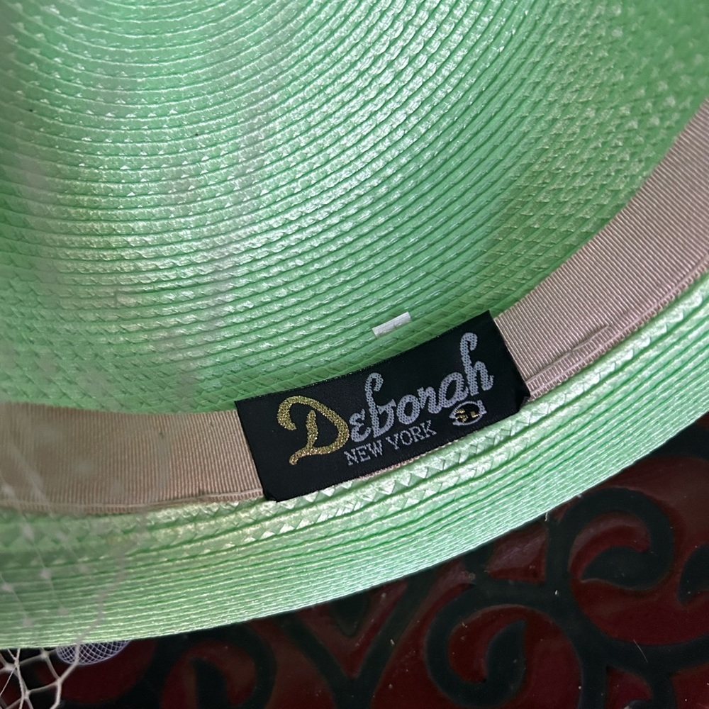Vintage Mint Green Straw Hat - Picture 7 of 7